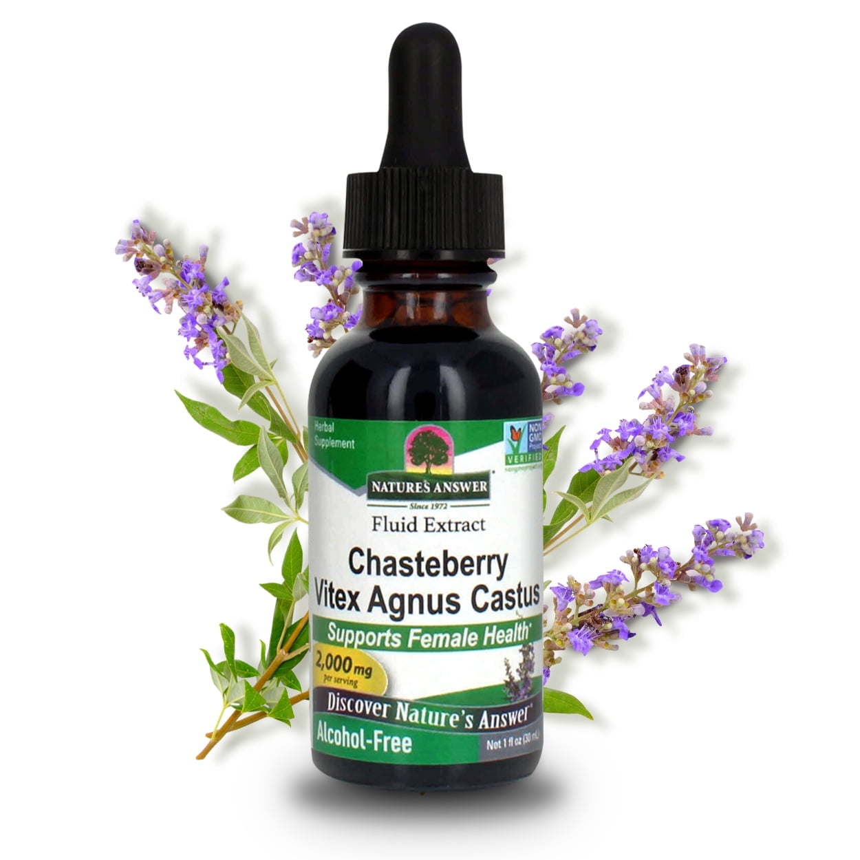Nature’s Answer Chasteberry Vitex Agnus Castus, Supports Female Health, Alcohol Free Liquid Herbal Supplement, 1 fl oz