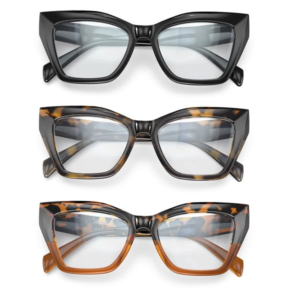 3-Pack Women's Reading Glasses with Blue Light Blocking and Anti-Glare Features