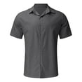 thumbnail image 5 of Mens Casual Shirts Button Up Loose Fit Solid Color Beach Vacation Essentials,Grey,4XL, 5 of 5