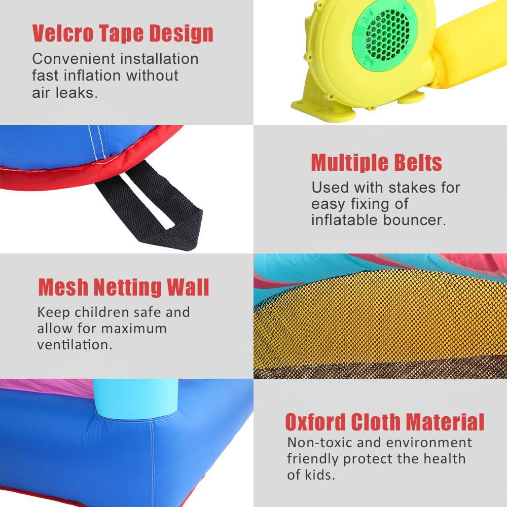 UBesGoo Inflatable Bounce House Tank Jumper Slide Water Kids Castle + Blower + Carry Bag