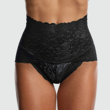 DondPO Plus Size Lingerie Womens Underwear Sexy Lace Mesh Transparent Women Underwear Plus Size High Waist Panty Panties Cotton Underwear Panties for Women Seamless Underwear Black M