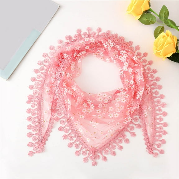 GZWYHT Silk Scarf,Scarves for Women Lightweight Fashion Lace Tassel Sheer Burntout Flower Scarf Shawl Neck Scarf,Clearance,Womens Scarves Pink