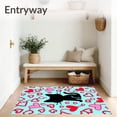 thumbnail image 3 of ODIKA 6'x9' Machine Washable Non-Slip Area Rug, Playful Cat Surrounded by Interlocking Hearts and Doodles High Traffic Rug, Black, 723894, 3 of 7