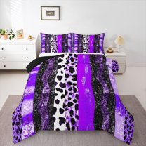 Castle Fairy Kids Animal Print Patchwork Twin Comforter Sets,Abstract Stripes Bedding Set