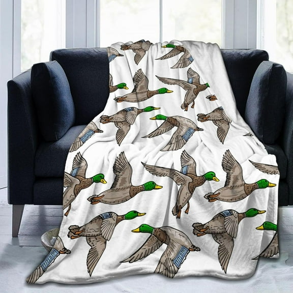 ADHART-Cute Mallard Ducks Blanket,Duck Print Gifts for Kids Ducks Lover,Soft Flannel Throws Lightweight Fluffy Decorative Quilt for Bed Sofa Couch Room Decoration 50 in x 40 in Small for Kids