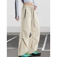 thumbnail image 4 of FEOYA Women's Baggy Cargo Pants Ladies Hiking Track Pants Parachute Pants Waist drawstring Outdoor Quick Dry Waterproof Trousers with Zipper Pockets Y2K Streetwear XL, 4 of 7