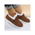 thumbnail image 3 of Glookwis Women Warm Loafers Slip On Flats Plush Lined Casual Shoes Womens Lightweight Non-slip Moccasins Breathable Round Toe Comfort Shoe Brown With Lined 5.5, 3 of 6