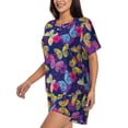 thumbnail image 2 of Susaid Paint Butterflies Print Women's Pajama Set, Button-Up Sleepwear with Elastic Waist Shorts, Perfect for Lounging, Yoga, Beach, and Casual Wear-Medium, 2 of 7