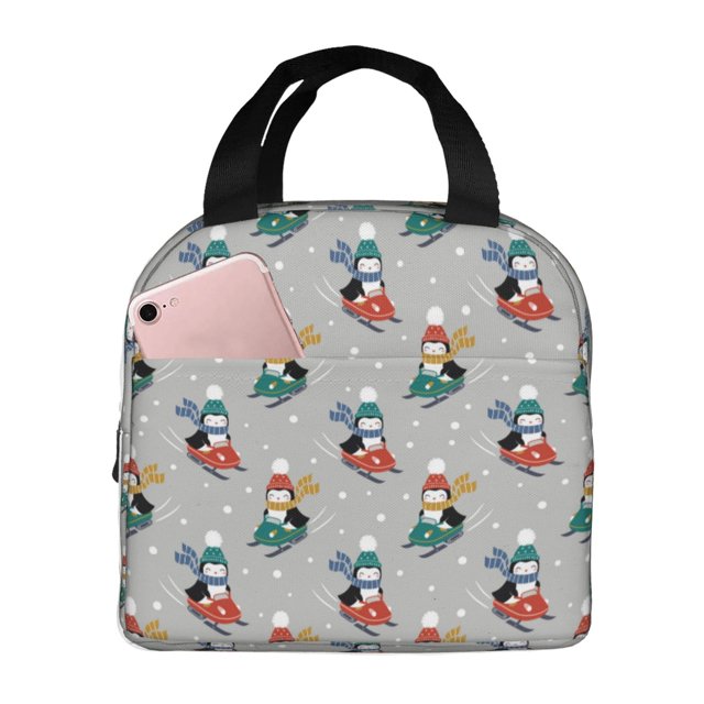 Disketp Skiing penguin Bolsa Térmica para Almuerzo para Hombre y Mujer, Ideal para Trabajo, Senderismo y Picnic