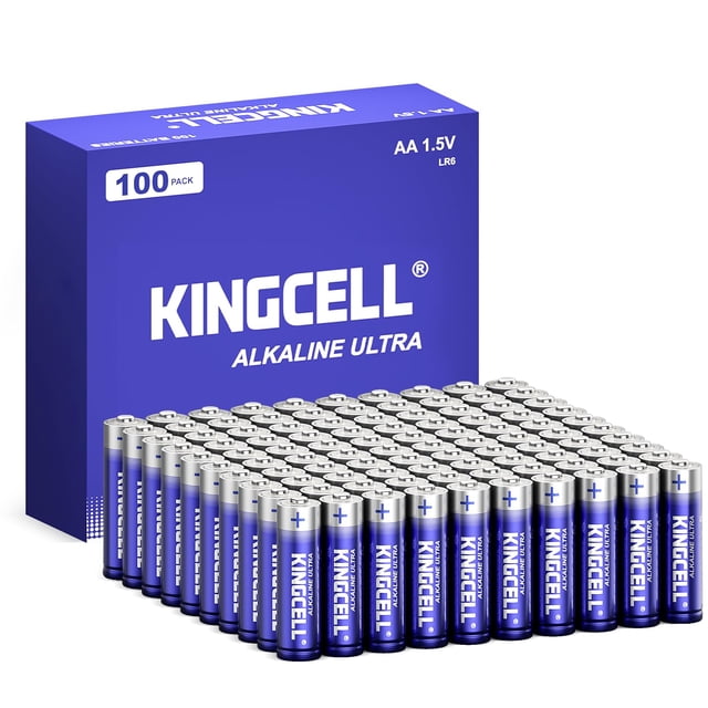 Batería alcalina KINGCELL AA, paquete de 100 unidades, 10 años de vida útil