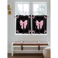 thumbnail image 2 of Valentine's Day 2 Panel Kitchen Curtains for Small Windows, Pink Bowknot Ribbon on Black Mother's Day Bathroom Tier Curtain, Short Window Treatment for Bedroom/Living Room 55"x36", 2 of 6