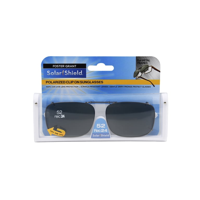 Solar Shield Polarized Clip-On Rectangle Sunglasses Gunmetal  display picture 2