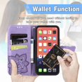 thumbnail image 4 of Dteck Wallet Embossed Case For Apple iPhone 13 Pro, Magnetic [Built-in Credit Card Slots] Flip Folio PU Leather Cover Case with Flower Butterfly Pattern,lightpurple, 4 of 6