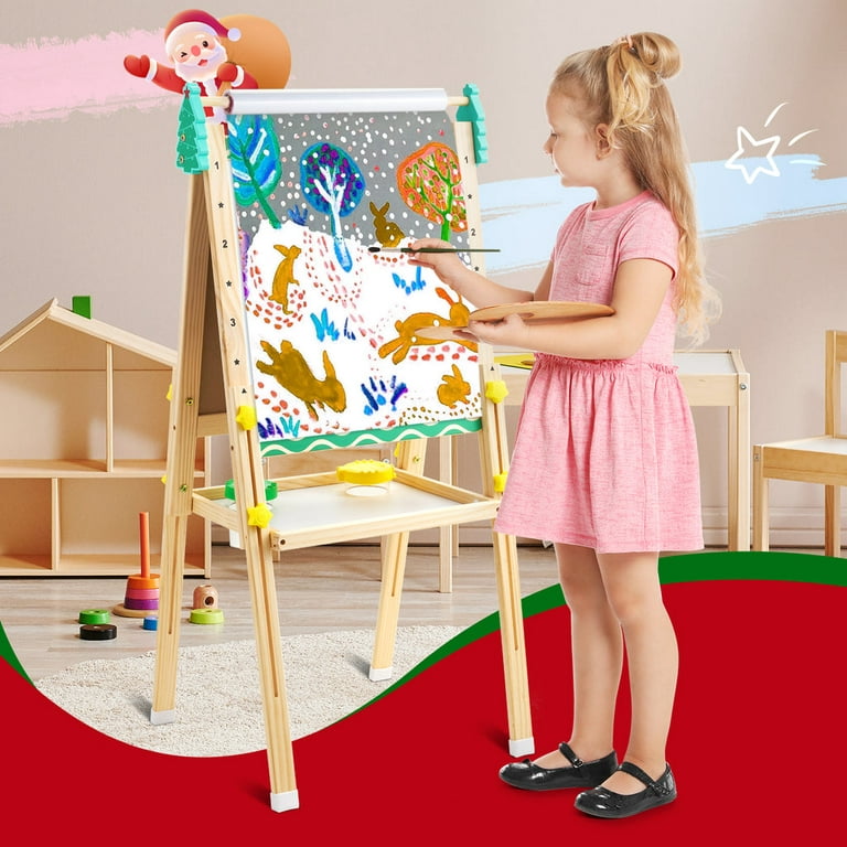 Keenstone Christmas Tree Art Easel for Kids, Learning-Toy for 3,4,5,6,7,8  Years Old Boy&Girls, Wooden Chalkboard&Magnetic Whiteboard&Painting Paper  Stand, Gift&Art Supplies for Toddler 