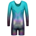 thumbnail image 2 of BAOHULU Girls Long Sleeve Gymnastics Leotards with Shorts Gradient Green Ballet Dancewear, 2 of 6