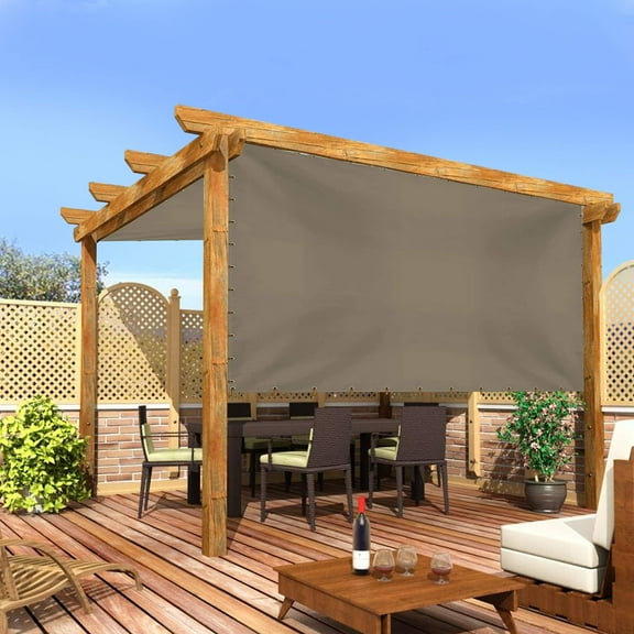 Covers & All Pergola Cover, Made of 12 Oz Waterproof & UV-Resistant Tarp Max Fabric, Available with Rustproof Grommets (10' H x 7' W, Beige)