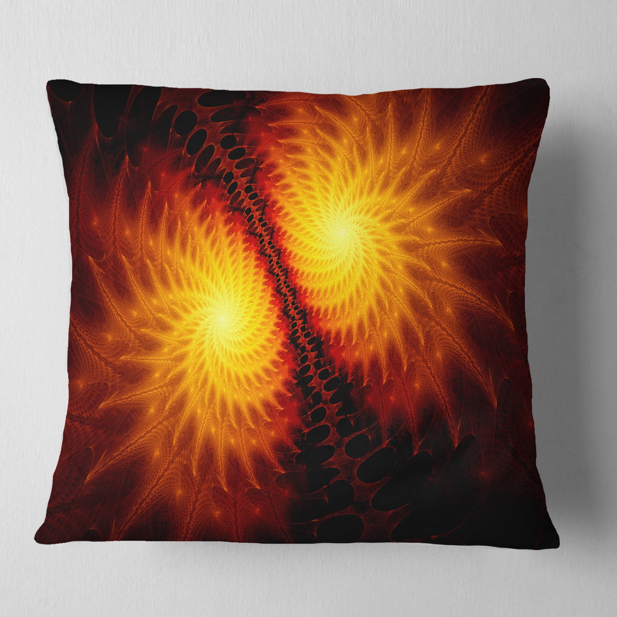 Designart Fiery Wings of Dragon - Abstract Throw Pillow - 18x18