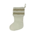 thumbnail image 3 of CC Christmas Decor 21" Ivory and Sage Green Rustic Christmas Stocking with Beaded Ruffled Cuff, 3 of 3
