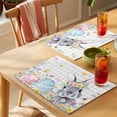 thumbnail image 4 of Easter Bunny Placemats Set of 8 Blue Easter Eggs Spring Floral Grey Plaid Place Mats Indoor Wipeable Table Mats Washable Cloth Dining Table Placemats for Kitchen Holiday Party Home Decor 13x19 Inch, 4 of 9