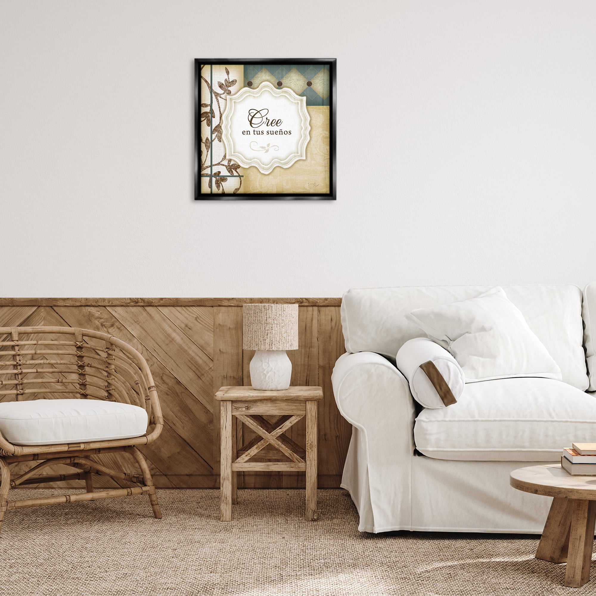 Stupell Industries Cree en tus Sueños Inspirational Quotes & Sayings Painting Black Floater Framed Art Print Wall Art, 25 x 25