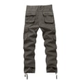 thumbnail image 4 of YUELONGHU Men's Casual Cargo Pants Mens Cargo Pants Black Mens Loose Casual Pocket Straight Solid Color Outdoor Overalls Trousers M, 4 of 6
