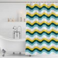 thumbnail image 2 of Shower Curtain Bathroom Set Ombre Yellow Turquoise Waves Waterproof Fabric Shower Curtains with Grommets&Hooks, Abstract Minimalist Art Privacy Bath Curtain for Bathtub 72x84in, 2 of 9