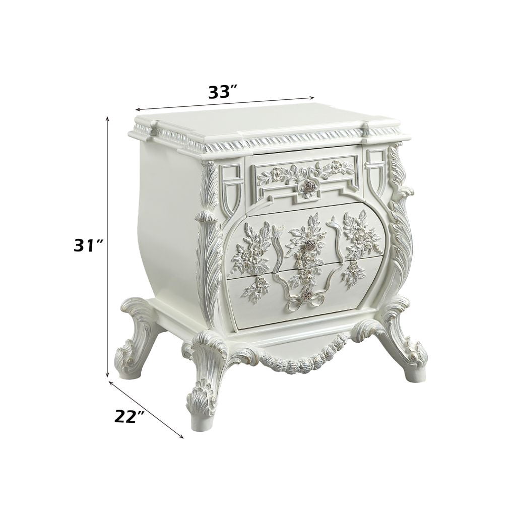 Acme Vanaheim Nightstand, Antique White Finish