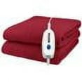 thumbnail image 2 of Pure Warmth Solid Flannel Electric Heated Warming Full Blanket Red, 2 of 5
