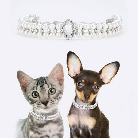 Geetinfly Pet Artificial Pearl Necklace Animals Jewelry Collars Pendants Pet Supplies For Small Medium Cats Dogs