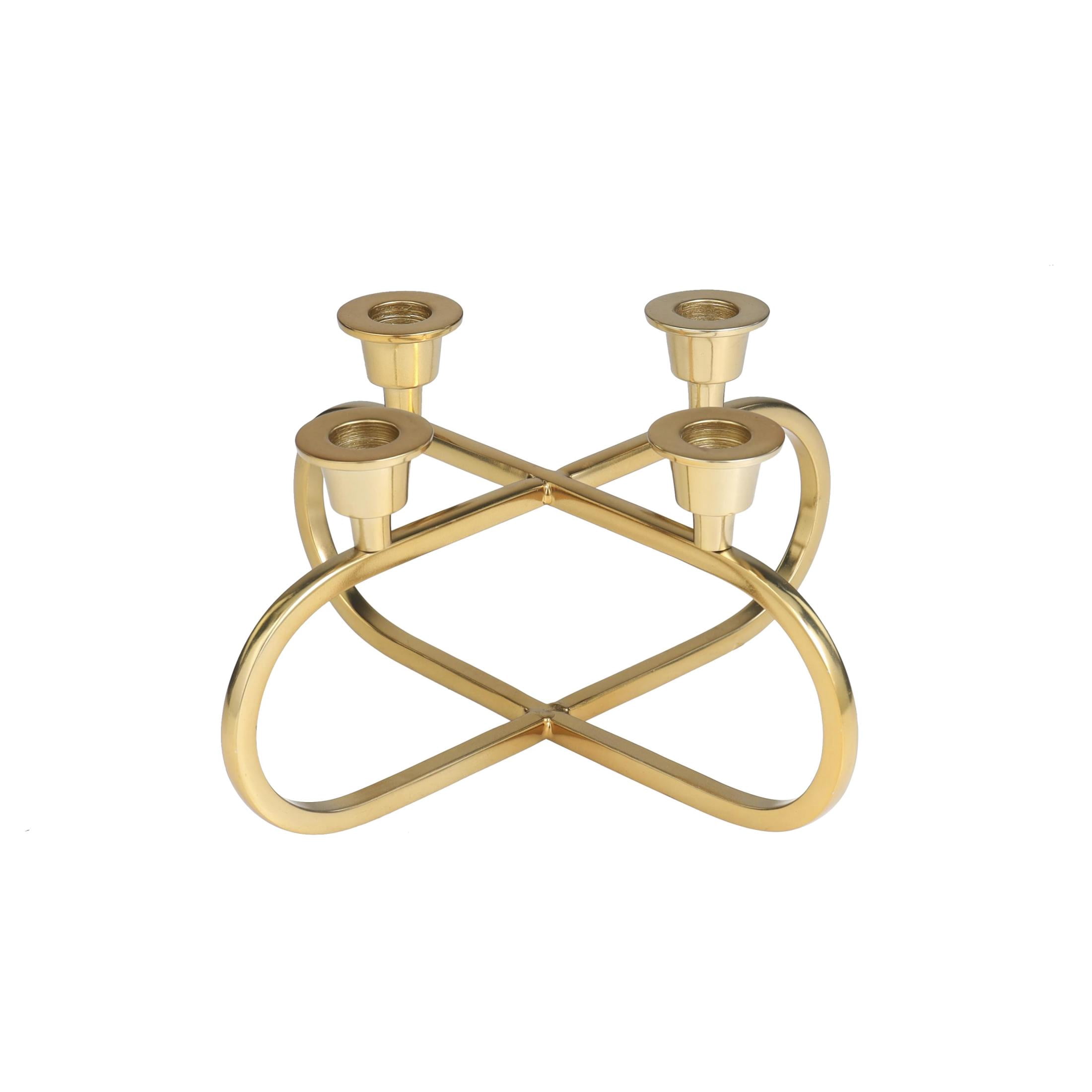 CosmoLiving by Cosmopolitan 4 Holder Gold Stainless Steel Metal Geometric Overlapping Oval Candelabra