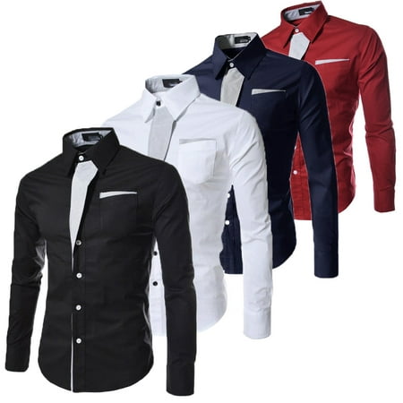 Luxury Men's Stylish Casual Dress Shirt Slim Fit Shirt Long Sleeve Formal Tops Men Smart Casual