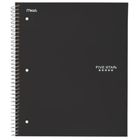 Five Star Wirebound Notebook, 1 Subject, Wide Ruled, 10 1/2" x 8", Assorted Colors, 6 Pack (38042)
