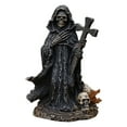 thumbnail image 4 of Sylvtty Grim Reaper Statue Halloween Black Horror Robe Sculpture Gothic Resin Santa Muerte Figurine for Halloween Indoor Bookshelf Desk Decor, 4 of 7