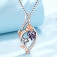 thumbnail image 5 of Taioiat Double Birthstone Necklaces for Women 18K Gold Plated Birthstone Rose Flower Jewelry Anniversary Valentines Day Mother's Day Birthday Gifts for Her Wife Girlfriend Mom, 5 of 7