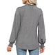 thumbnail image 3 of Blusa con volantes, manga abullonada, cuello en V, manga larga, color puro, tops de moda para mujer, 3 of 6