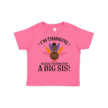 

Inktastic Thanksgiving Big Sis Announcement Turkey Gift Toddler Toddler Girl T-Shirt
