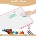 thumbnail image 6 of EuKer 7 Pcs Kids Table and Chairs, 47.2" x 23.6" Children Activity Table with Graffiti Desktop and Adjustable Height for Classroom, Daycare, Home, Pink, 6 of 8