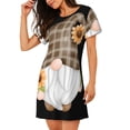 thumbnail image 2 of Fotbe Sunflower Gnomes 4 Bata de Dormir para Mujer con Estampado, Camisón de Algodón de Manga Corta, Ropa de Dormir Casual, 2 of 6