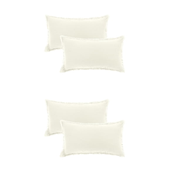 Unique Bargains 4 Pcs Cotton Throw Pillow Cover with Tassel Trim for Home Decor White 12" x 20"