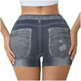 thumbnail image 6 of Karight Faux Jeans Shorts for Women Summer Mid Rise Stretchy Denim Shorts Butt Lifting Slimming Ripped Shorts for Curvy Women, 6 of 8