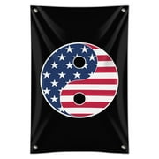 USA Patriotic Yin and Yang American Flag Home Business Office Sign