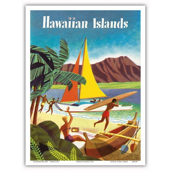 Hawaiian Islands - Vintage Hawaiian Travel Brochure c.1956 - Master Art Print (Unframed) 9in x 12in