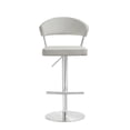 thumbnail image 4 of TOV Furniture The Cosmo Collection Modern Style Eco-Leather Upholstered Kitchen Dining Room Bar Area Steel Barstool with Back, Light Grey, 4 of 10