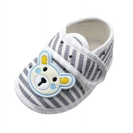 

Baby Cartoon Cotton Shoes Bear Pattern Stripes Casual Sneakers Newborn Soft Sole Toddler Shoes First Walkers