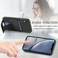 thumbnail image 6 of Magnetic Carbon Fiber Case for iPhone XR with Holder Kickstand, Fiber Texture Wallet Phone Case with Card Holder Durable Military Grade Protection Cover for iPhone XR, Black, 6 of 10