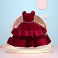 thumbnail image 2 of TBWNWG Girls Birthday Party Dress with Beaded Bow and Puff Sleeves Elegant Cake Tutu Gown for,Size 5-6 Years, 2 of 9