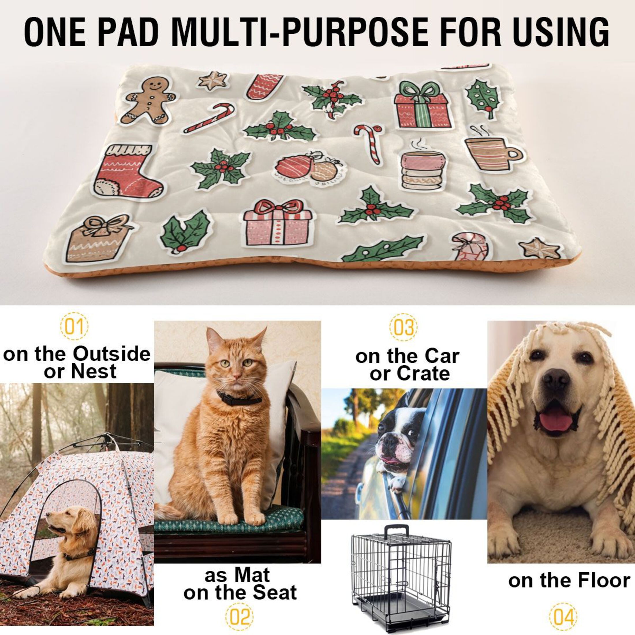 Cozy Mat Pet Bed Indoor Outdoor Warm Soft For Cat Dog Puppy(S/M) Gift Boxes and Socks