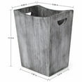 thumbnail image 3 of Wood Wastebasket Farmhouse Style Rustic Wood Trash Can with Handle Garbage Bin, 3 of 7