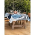 thumbnail image 3 of Outdoor Tablecloth with Umbrella Hole for Patio/Picnic/Party/Camping, Blue Bohogeometric Waterproof Table Cloth Rectangle Table Cover Washable, Bohemia Ethnic Abstract Lines Leaf (52"x 70"), 3 of 8