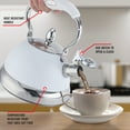 thumbnail image 4 of Emeril Lagasse 2.6 Quart/2.5 Liter Whistling Tea Kettle, Stainless Steel Tea Pot for Induction Stove Top, Fast to Boil Water for Home Kitchen Condo, with Ergonomic Cool Folding Grip Handle, White, 4 of 6